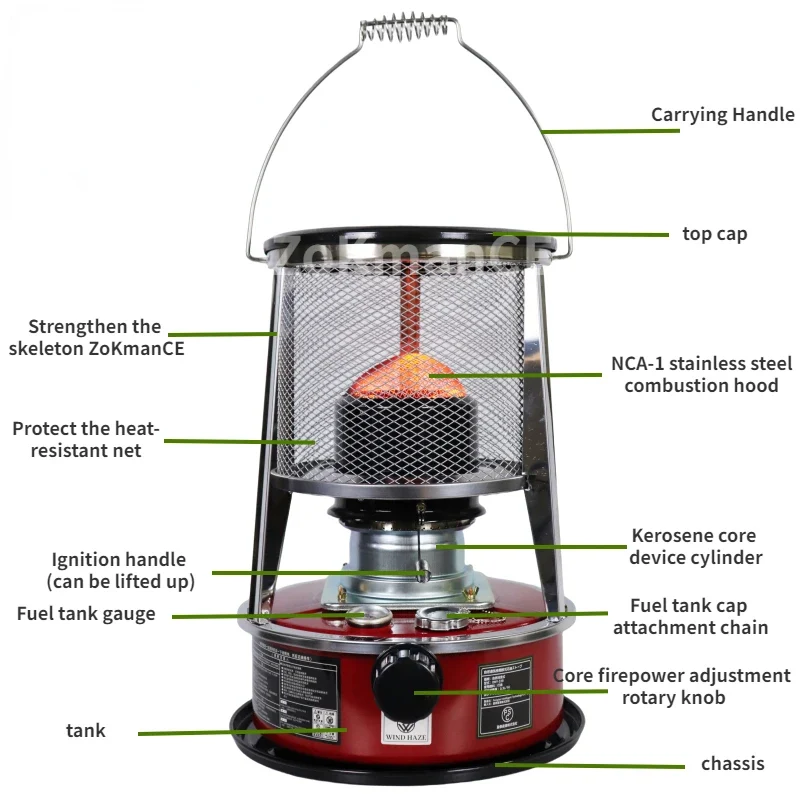 4.5L Portable Kerosene Stove Heater Kerosene Space Heater Outdoor Kerosene Heater for Camping Fishing Hunting Cooking