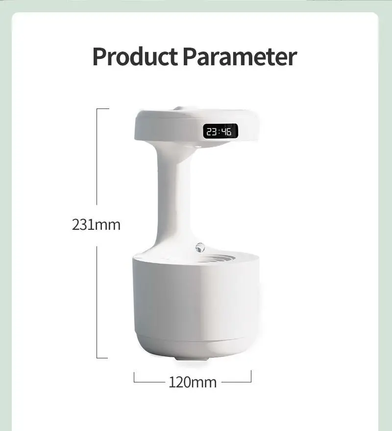 Water Droplet Air Humidifier 800ml Anti-gravity Essential Oil Diffuser Night Light Weightless Sprayer Decorations Desk Lamps