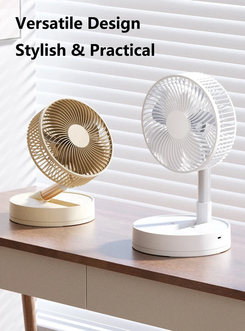 Lenovo USB Foldable Portable Fan 8inch 4 Speeds Timing Battery Operated Mini Floor Fan for Bedroom Indoor or Outdoor Table Fan
