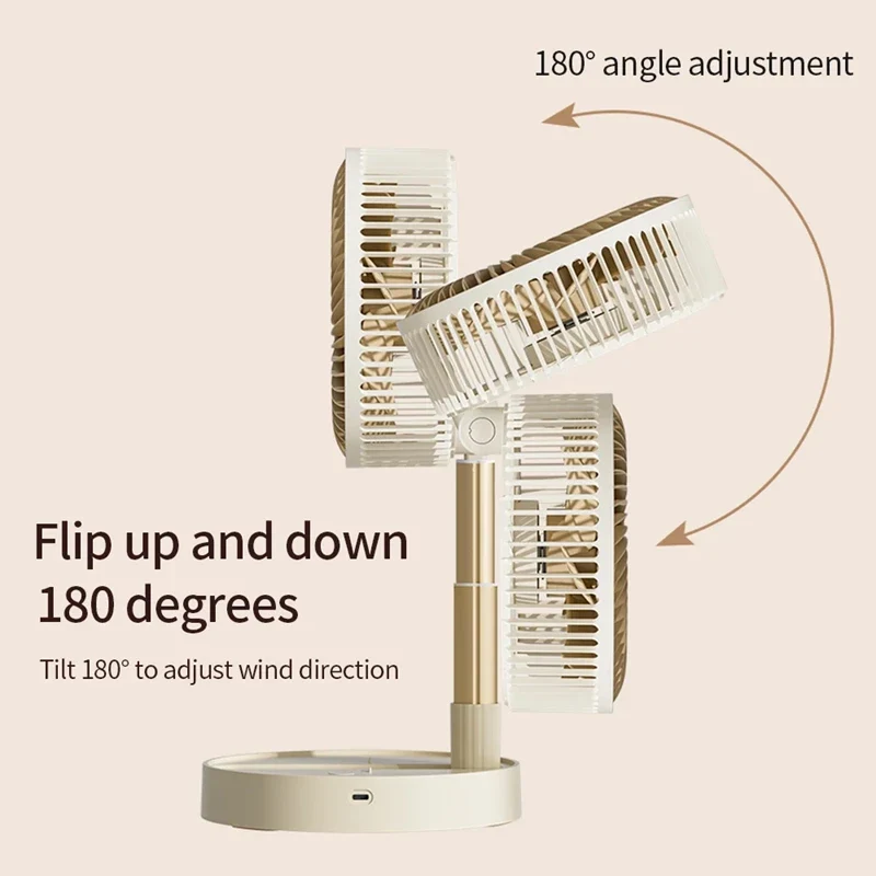 Lenovo USB Foldable Portable Fan 8inch 4 Speeds Timing Battery Operated Mini Floor Fan for Bedroom Indoor or Outdoor Table Fan