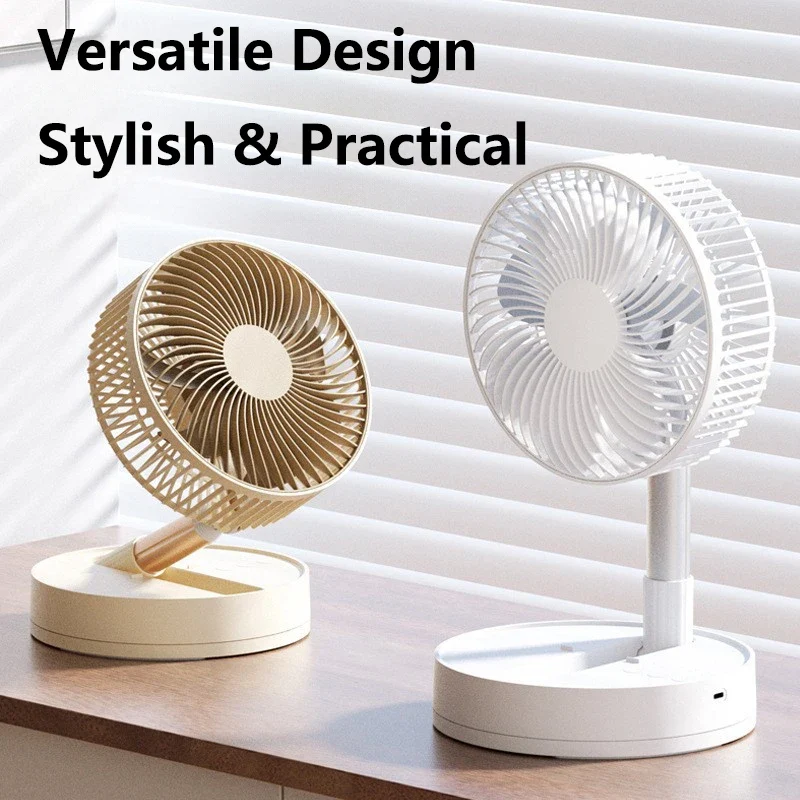 Lenovo USB Foldable Portable Fan 8inch 4 Speeds Timing Battery Operated Mini Floor Fan for Bedroom Indoor or Outdoor Table Fan