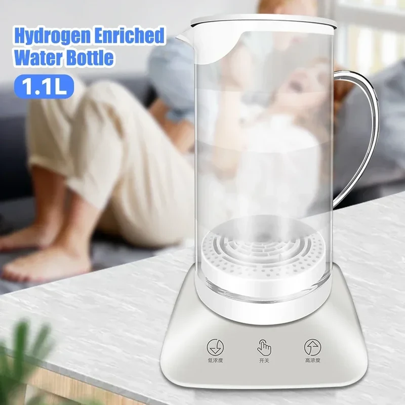 1Pc 1.1L Hydrogen Enriched Water Bottle Large Capacity Electrolyzed Hydrogen Water Bottle Generator For Home Office AC 110-240V