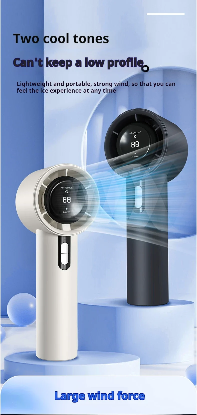 2025 Handheld Fan 5200mAh with LED Display Semiconductor Refrigeration 100 Speeds USB Rechargeable For Sport