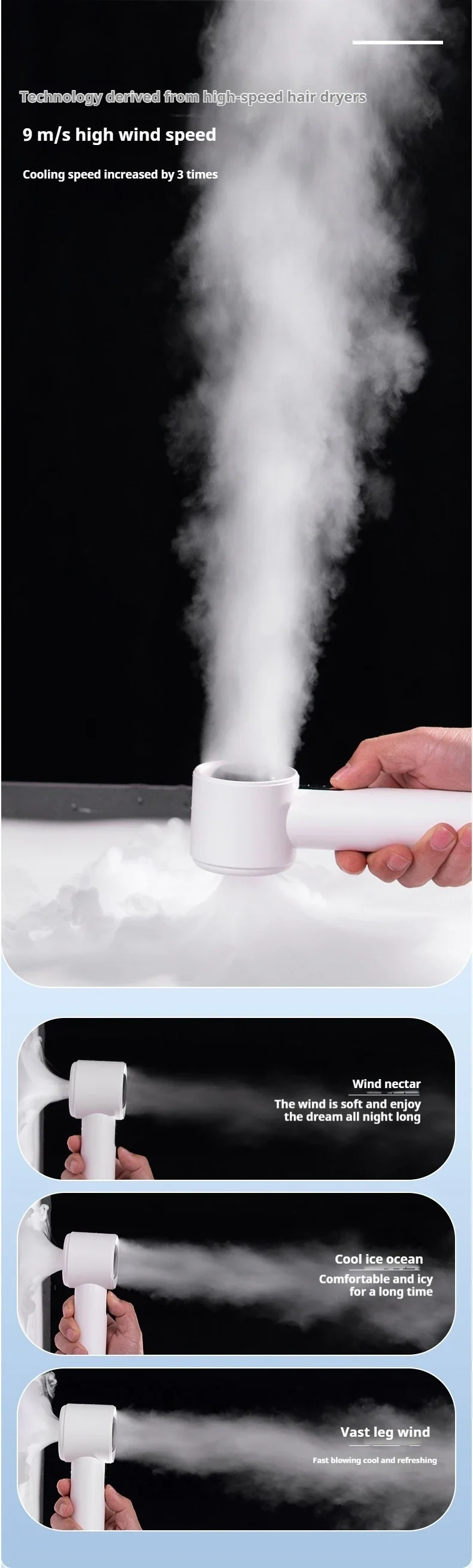 2025 Handheld Fan 5200mAh with LED Display Semiconductor Refrigeration 100 Speeds USB Rechargeable For Sport