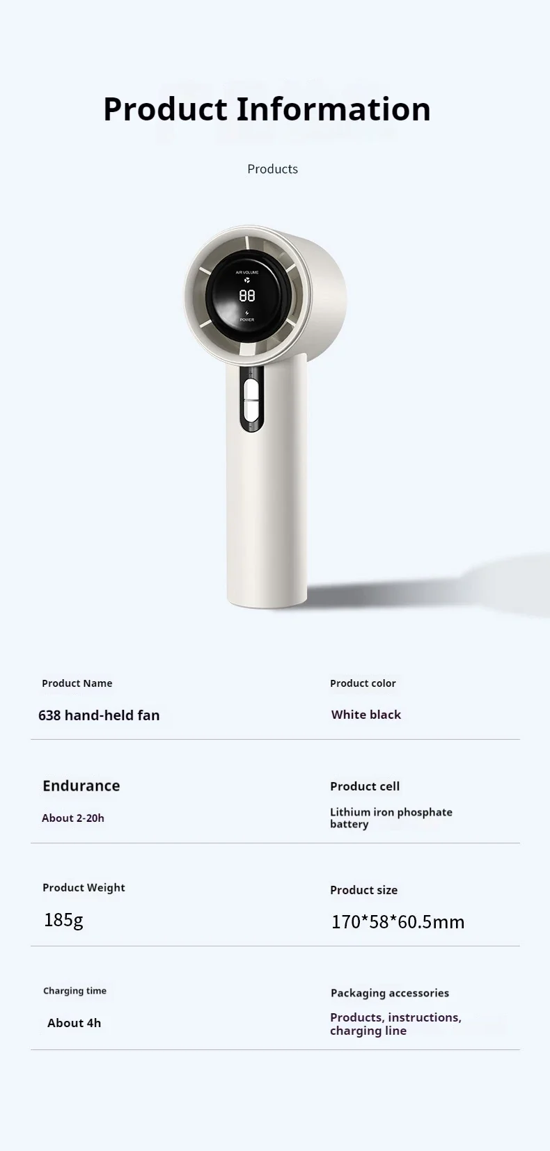 2025 Handheld Fan 5200mAh with LED Display Semiconductor Refrigeration 100 Speeds USB Rechargeable For Sport