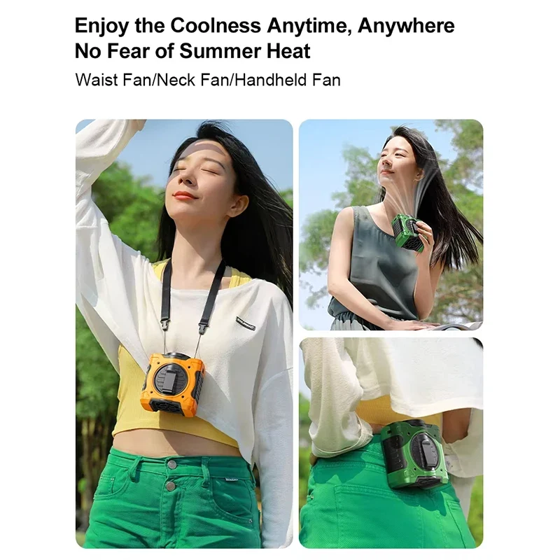 Outdoor Waist Hanging Fan Strong Wind Cooling Camping Fan Portable Hanging Neck Long Endurance Summer Waist Hanging Fan