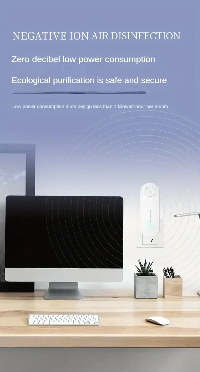 Air Purifier Portable Air Purification Plug-in Negative Ion Generator Odor Eliminator moke Remover Air Freshener Indoors