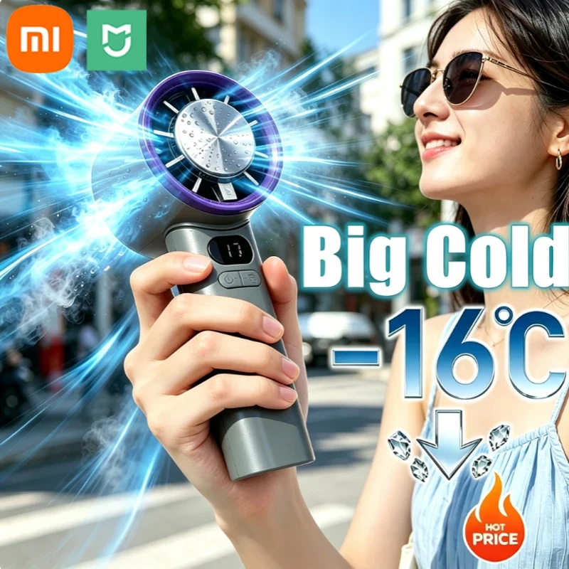 Xiaomi MIJIA Portable Fan Handheld 120 Speed Mini Bladeless Desktop Fan Rechargeable Instant Cooling With Ice Mode For Men Women