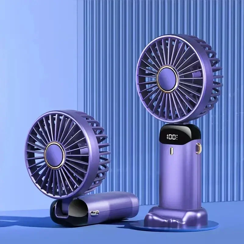 Portable Handheld Personal Rechargeable Fan LED Digital Display 90°Adjustable Rechargeable Fan , 5 Speed Wind Mini Aromatherapy