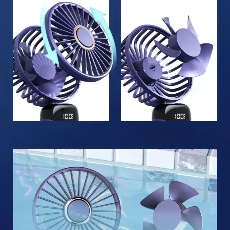 Portable Handheld Personal Rechargeable Fan LED Digital Display 90°Adjustable Rechargeable Fan , 5 Speed Wind Mini Aromatherapy