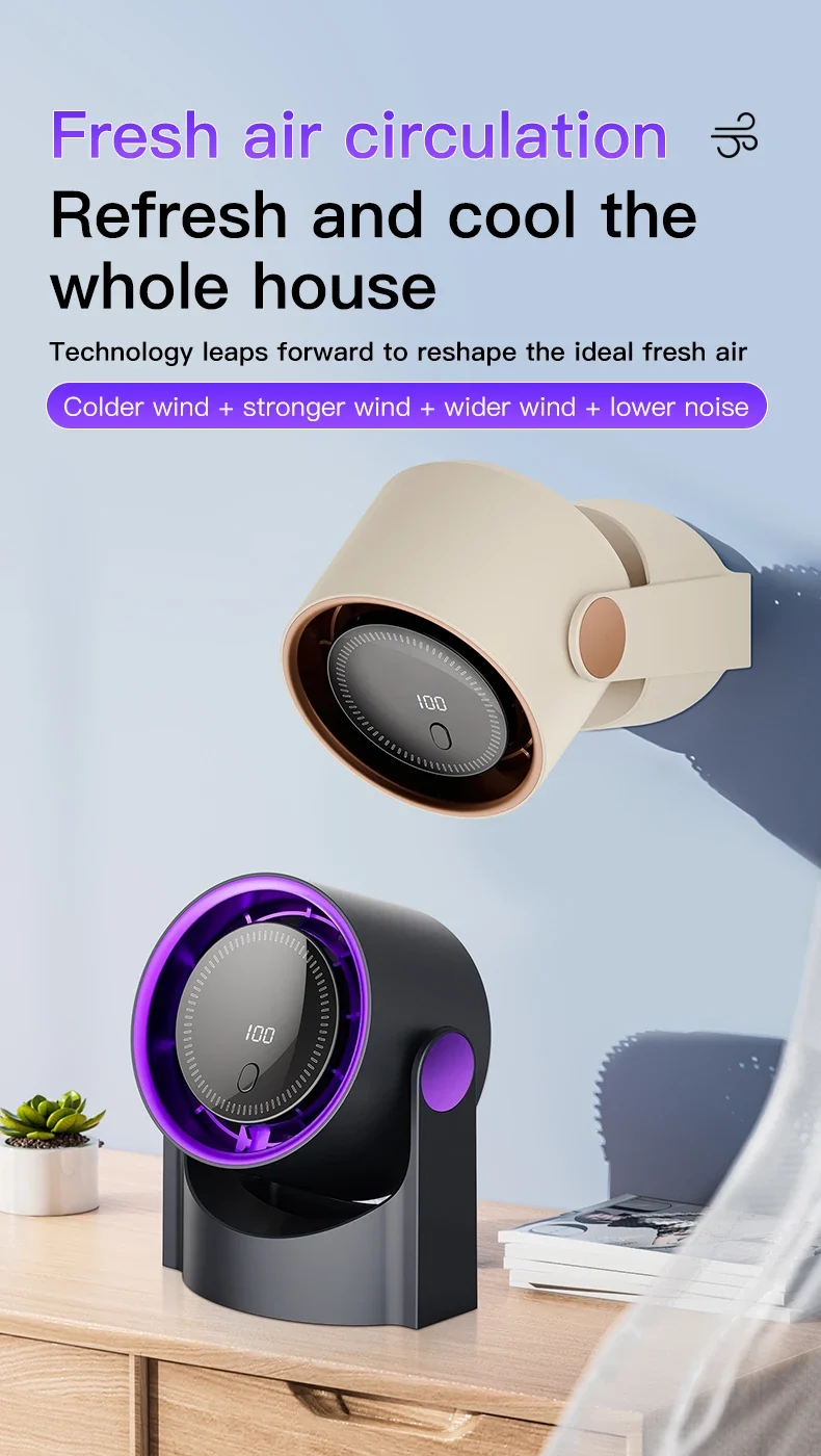 Mini Desktop Circulating Fan 4 Speed Wind Control Electric High-speed Fan USB Rechargeable Mini Circulating Cooling Fan