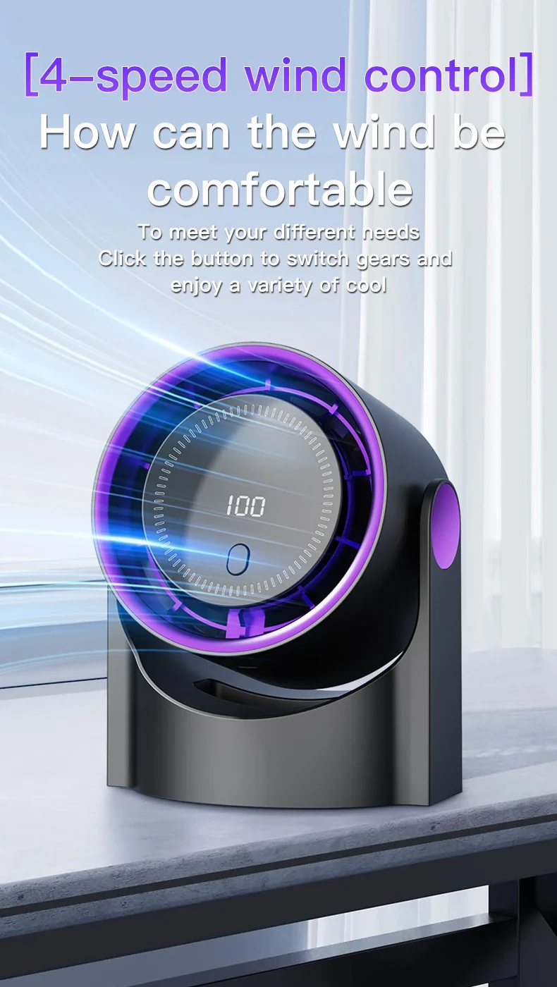 Mini Desktop Circulating Fan 4 Speed Wind Control Electric High-speed Fan USB Rechargeable Mini Circulating Cooling Fan