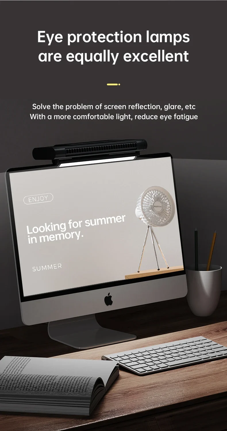 2026 Upgraded Portable Air Conditioner USB Charger Adjustable Office Computer Screen Mounted Electric Fan Desktop Tower F