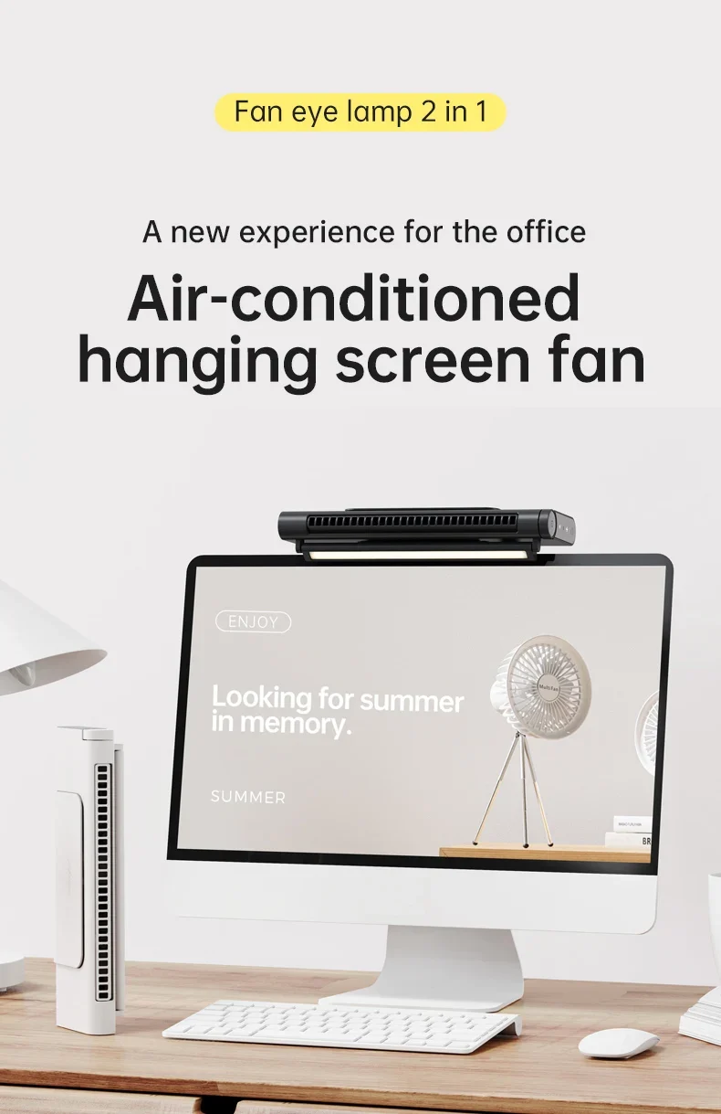 2026 Upgraded Portable Air Conditioner USB Charger Adjustable Office Computer Screen Mounted Electric Fan Desktop Tower F