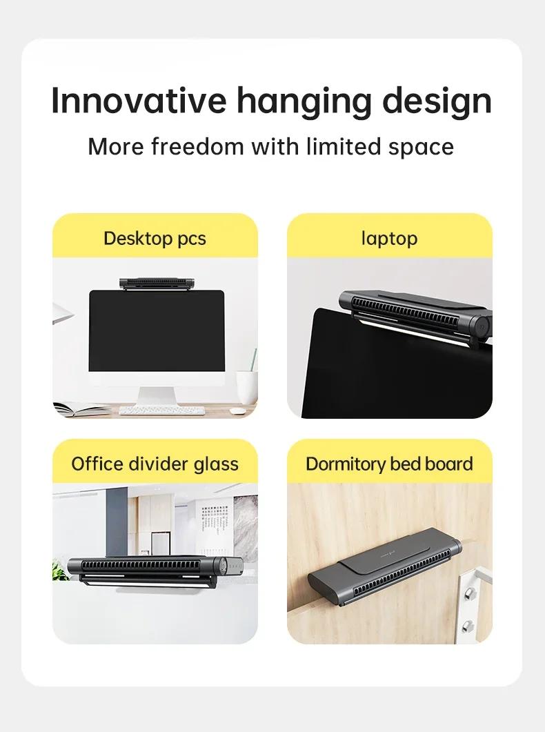 2026 Upgraded Portable Air Conditioner USB Charger Adjustable Office Computer Screen Mounted Electric Fan Desktop Tower F