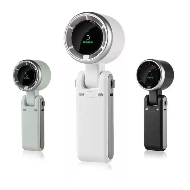 2026 NEW Handheld Turbo Fan Wearable Personal Desk Fan Small Mini Fan With Smart Digital Display Folding