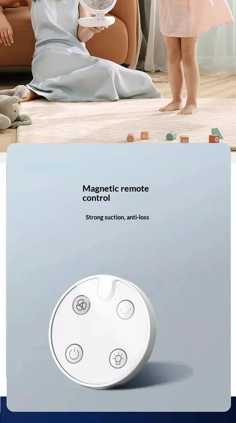 Edon Air Circulation Fan Wireless Suspended USB Rechargeable Night Light Touch Control 4 Wind Speed Folding Electric Fan Home