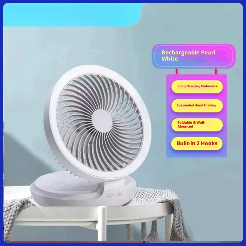 Edon Air Circulation Fan Wireless Suspended USB Rechargeable Night Light Touch Control 4 Wind Speed Folding Electric Fan Home