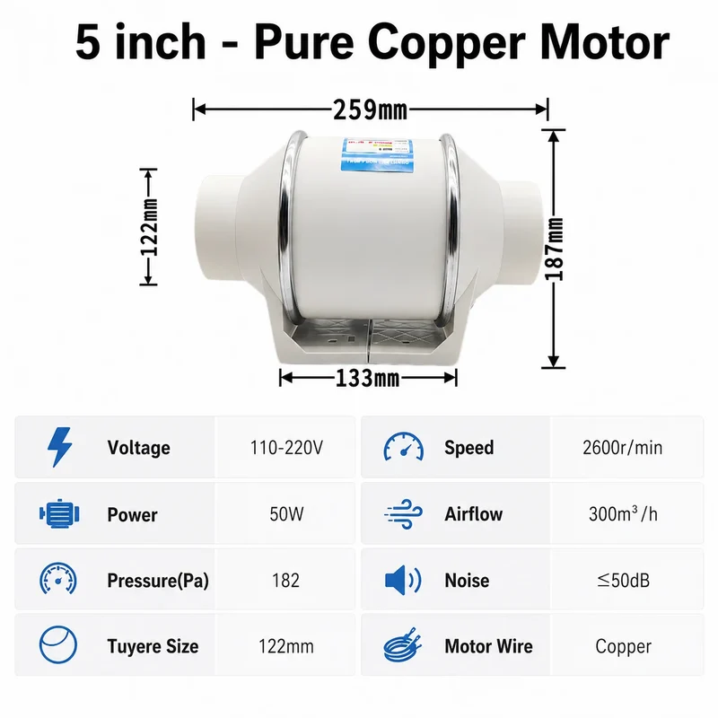 Exhaust Fans Home Silent Inline Pipe Duct Fan Bathroom Extractor Ventilation Kitchen Toilet Wall Air Clean Ventilator
