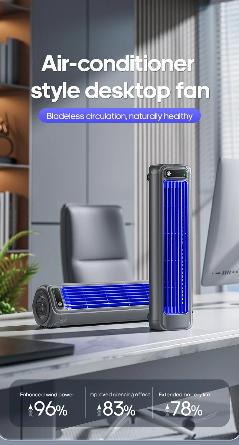 New Wall Mounted Air Conditioning Fan 2000mAh 3 Speeds Adjustable Vertical Non-drilling Circulating Fan Home Quiet Tower Fan