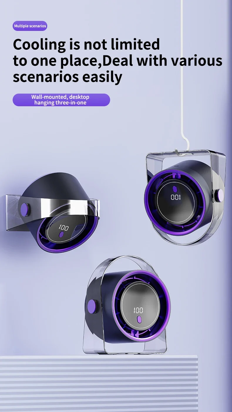 Portable Smart Electric Fan 100-speed Usb Small Fan Mini Office Dormitory Desktop Air Cooler Ceiling Fan Wall-mounted Air Cooler