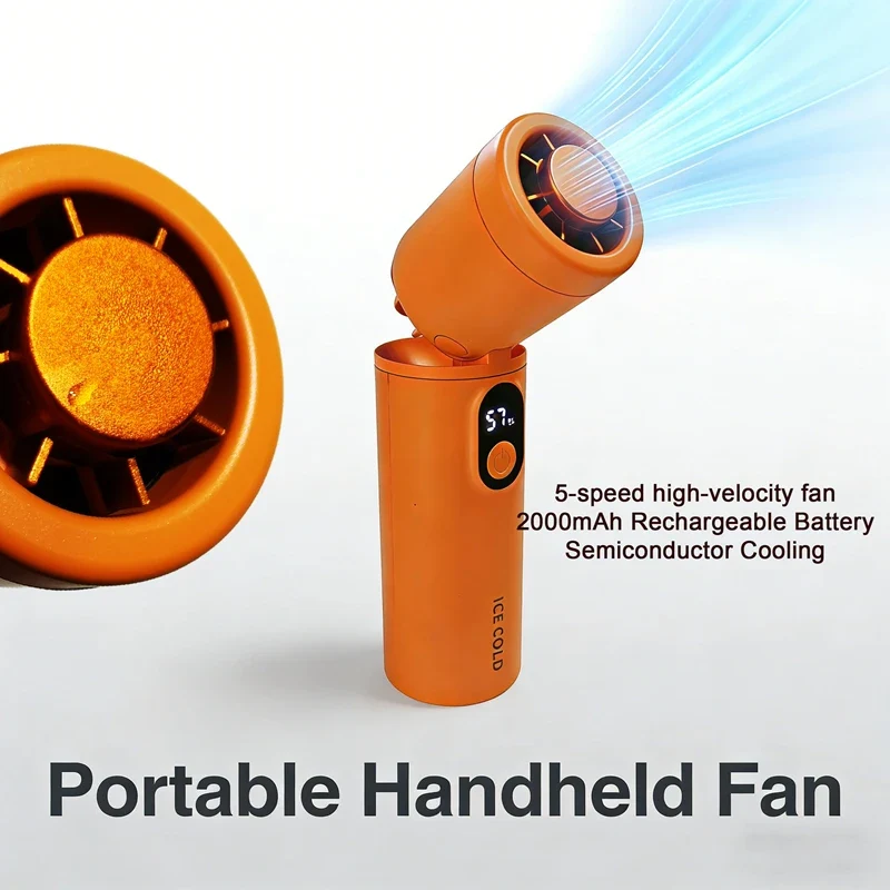 Lenovo 100 Gears Portable Handheld Fan Ventilador USB Rechargeable Foldable Fan High Speed Turbine Ice Cooling Digital Display