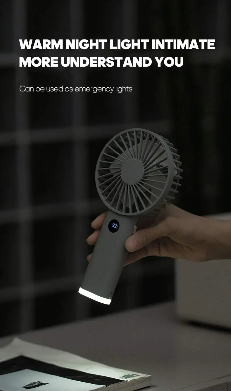 New Handheld Personal Fan Portable Mini USB Hand Fan 3600mAh Rechargeable Mini Fan with Stepless Speed Control Display Nightligh