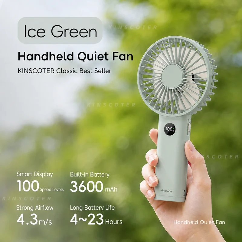 New Handheld Personal Fan Portable Mini USB Hand Fan 3600mAh Rechargeable Mini Fan with Stepless Speed Control Display Nightligh
