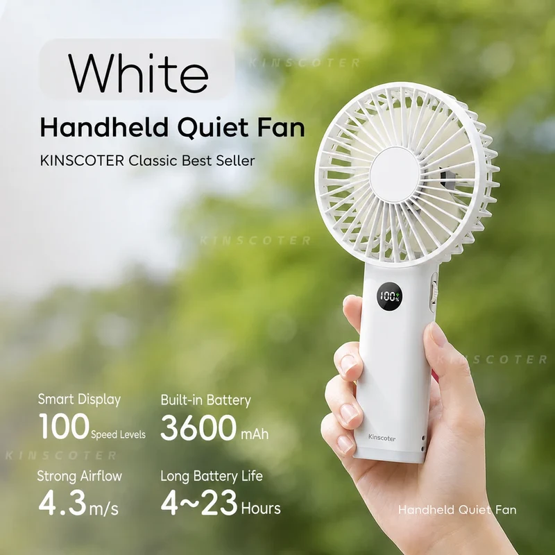 New Handheld Personal Fan Portable Mini USB Hand Fan 3600mAh Rechargeable Mini Fan with Stepless Speed Control Display Nightligh