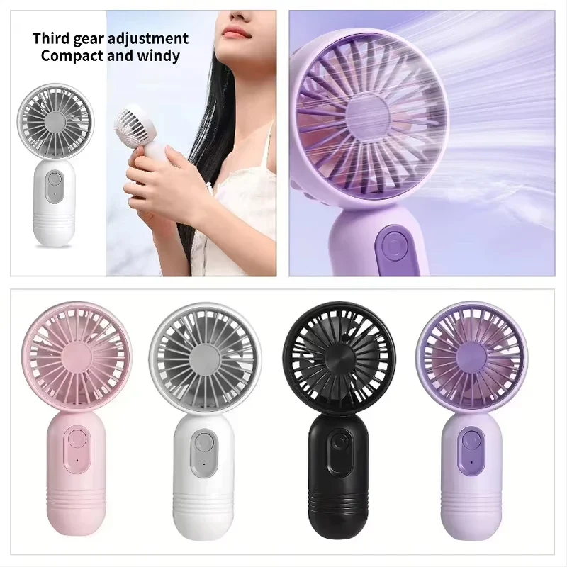 XIAOTREE Portable Fan USB Rechargeable 3-speed Handheld Fan for Men and Women Suitable for Office Outdoor Travel and Camping