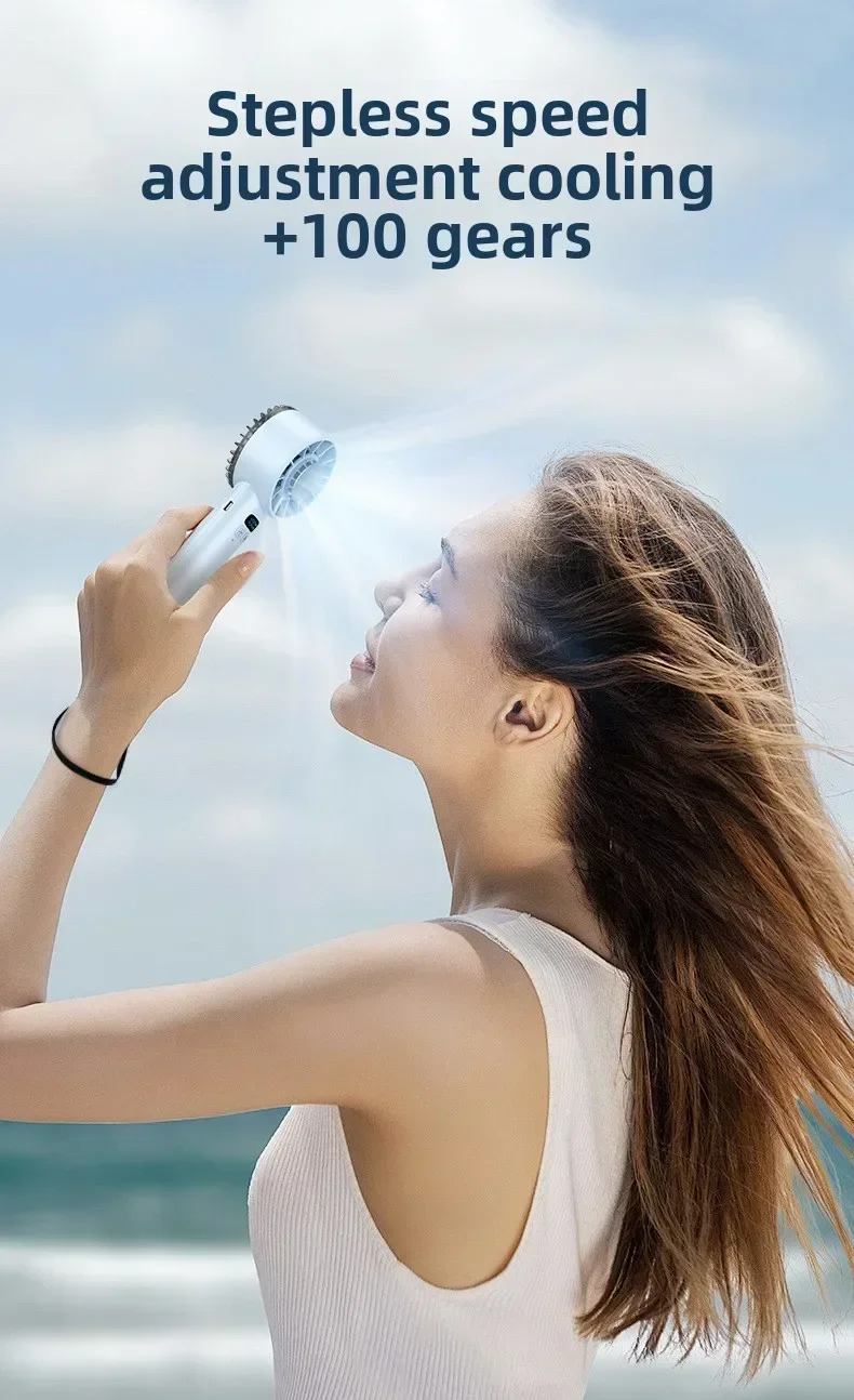 TINSOL Ice-cooling high-speed handheld fan 5200mAh portable mini fan, suitable for travel, camping, and outdoors