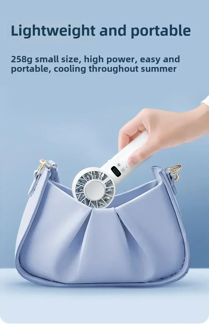 TINSOL Ice-cooling high-speed handheld fan 5200mAh portable mini fan, suitable for travel, camping, and outdoors