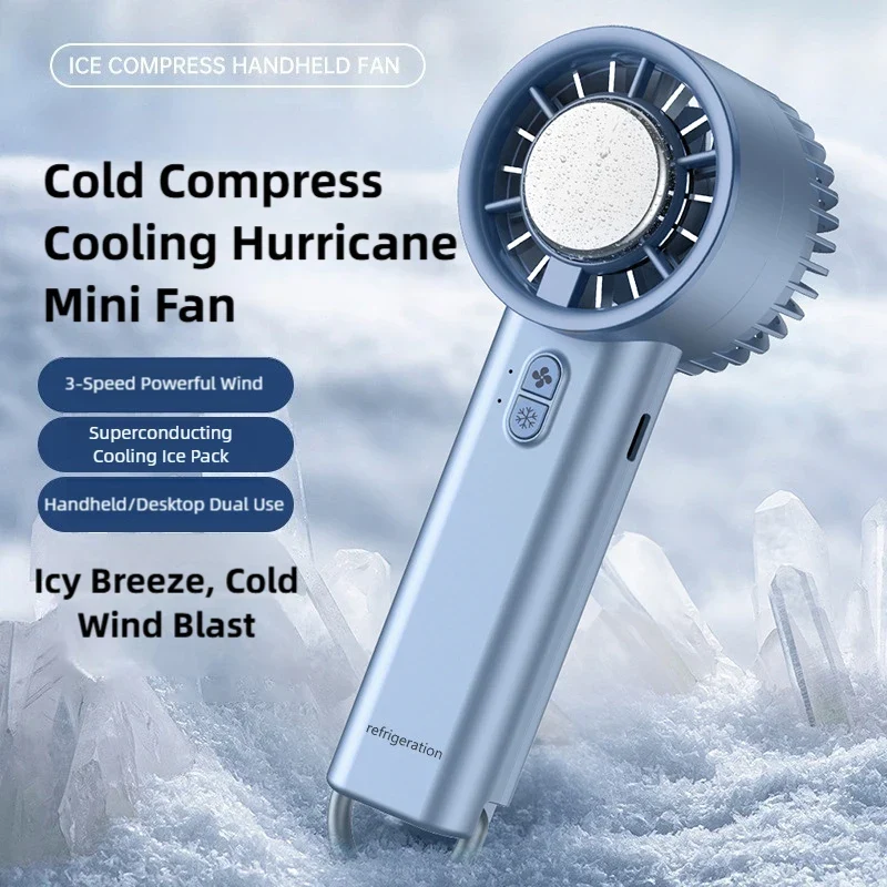 TINSOL Ice-cooling high-speed handheld fan 5200mAh portable mini fan, suitable for travel, camping, and outdoors