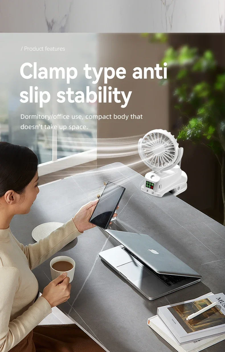 Refrigerating Clip Spray Fan USB Rechargeable Office Dormitory Outdoor Multi-Functional Desktop Clip Fan Moisturizing