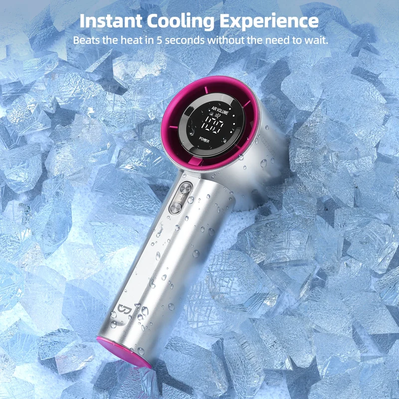 Mini Fan Rechargeable Strong Wind 100 Gear Wind Speed Electric Fan Digital Display Adjustable Turbo Portable Outdoor Handheld