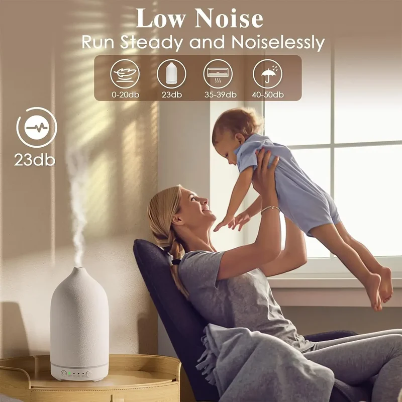 Essential Oil Diffuser 100ml Ceramic Ultrasonic Aroma Diffuser Humidifier Timer Setting 7 LED Colors Changing Lights For Home