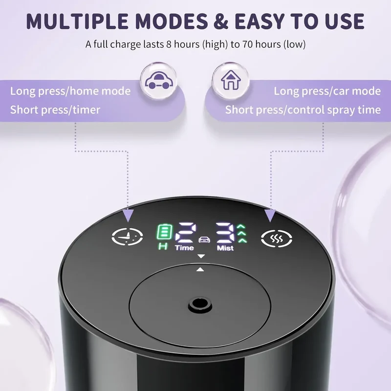 2026 New Essential Oil Diffuser Portable Cordless Diffuser Battery Operated for Car Office Home USB Rechargeable Scent Diffusers