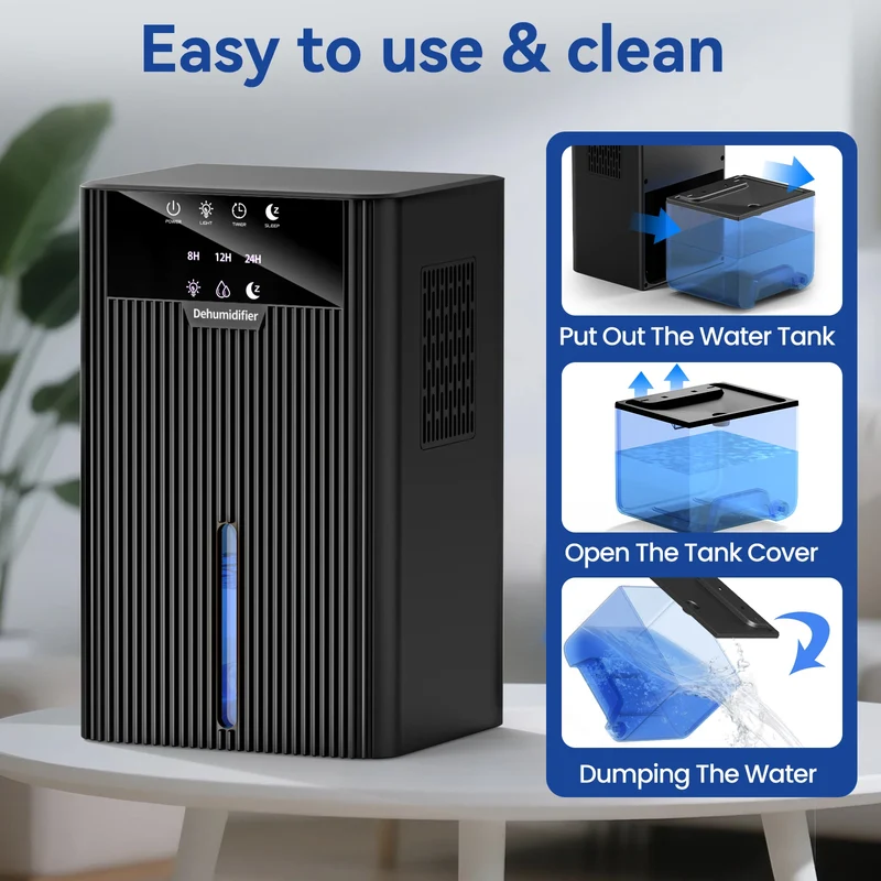 Portable Mini Dehumidifier 2.2L Water Tank for Living Room Bedroom Indoor Home Use - Efficient Air Moisture Absorber