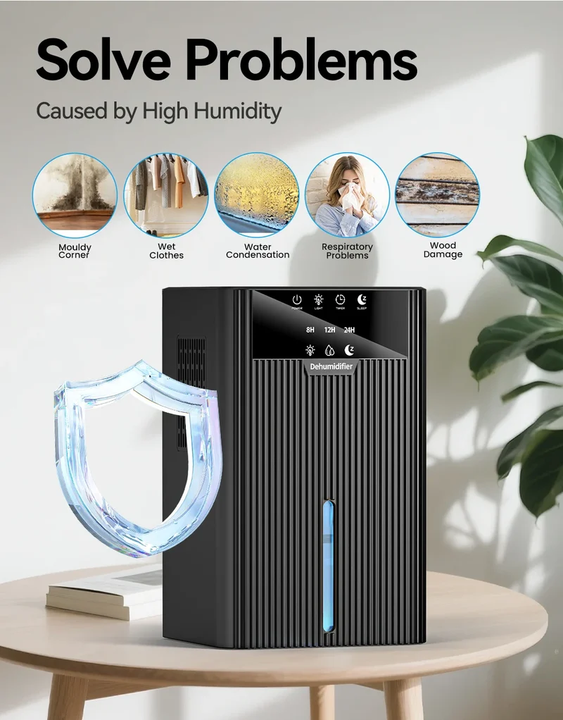 Portable Mini Dehumidifier 2.2L Water Tank for Living Room Bedroom Indoor Home Use - Efficient Air Moisture Absorber
