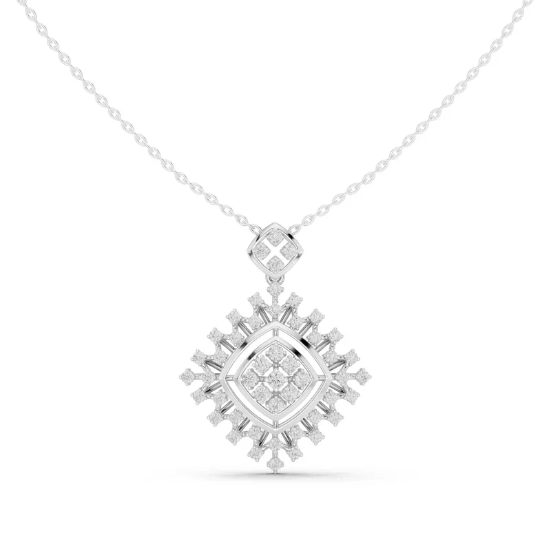 Silver Geometric Lab Grown Diamond Pendant Gold Plated Modern Sustainable Luxury Necklace for Women Engagement Wedding Party