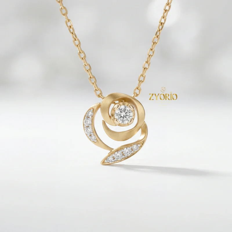 Silver Rose Gold Plated Diamond Pendant Necklace Luxury Engagement Wedding Party Jewelry Sparkling Diamond Women
