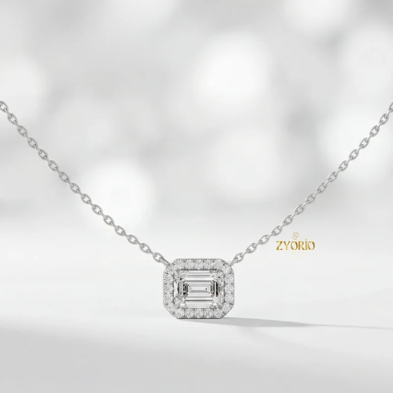 Luxury Emerald Cut Lab Grown Diamond Engagement Ring Solid 14K Gold Fine Jewelry Custom Bridal Bespoke Gift For Women