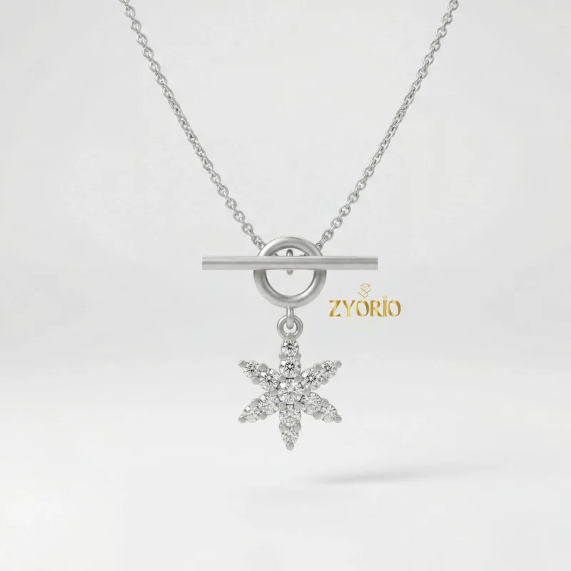 Radiant Star Diamond Pendant Necklace 925 Sterling Silver Luxury Jewelry For Women