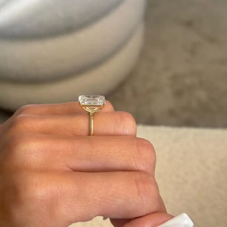 IGI Certified 5CT Emerald Cut Lab Grown Diamond Ring F Color VS Clarity 14K Gold 3.5GM Premium Fine Jewelry Wedding Engagement