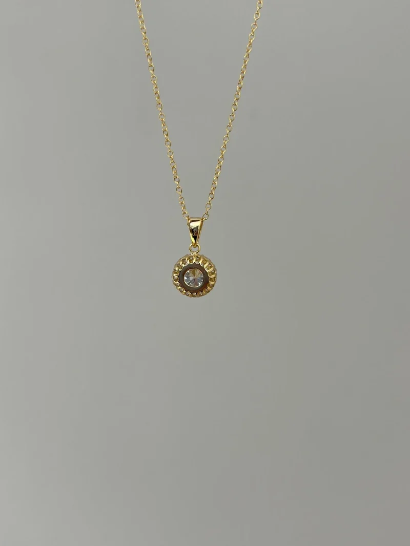 Gold Plated Christian Moissanite Halo Necklace 9MM Charm Diamond Party Jewelry for Women