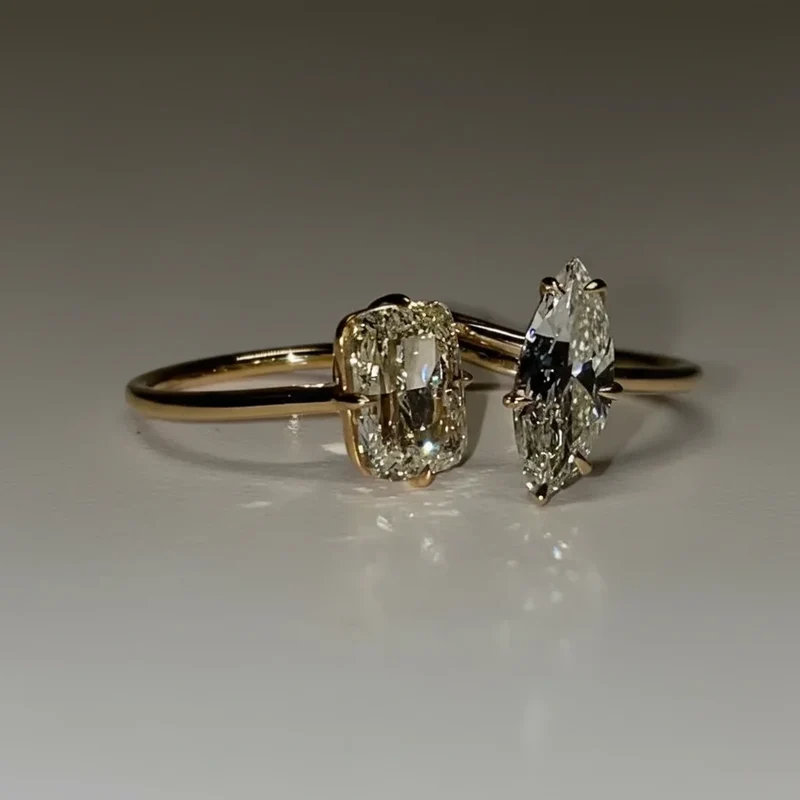 3.10 Ct Elongated Cushion 10k Gold Solitaire Ring