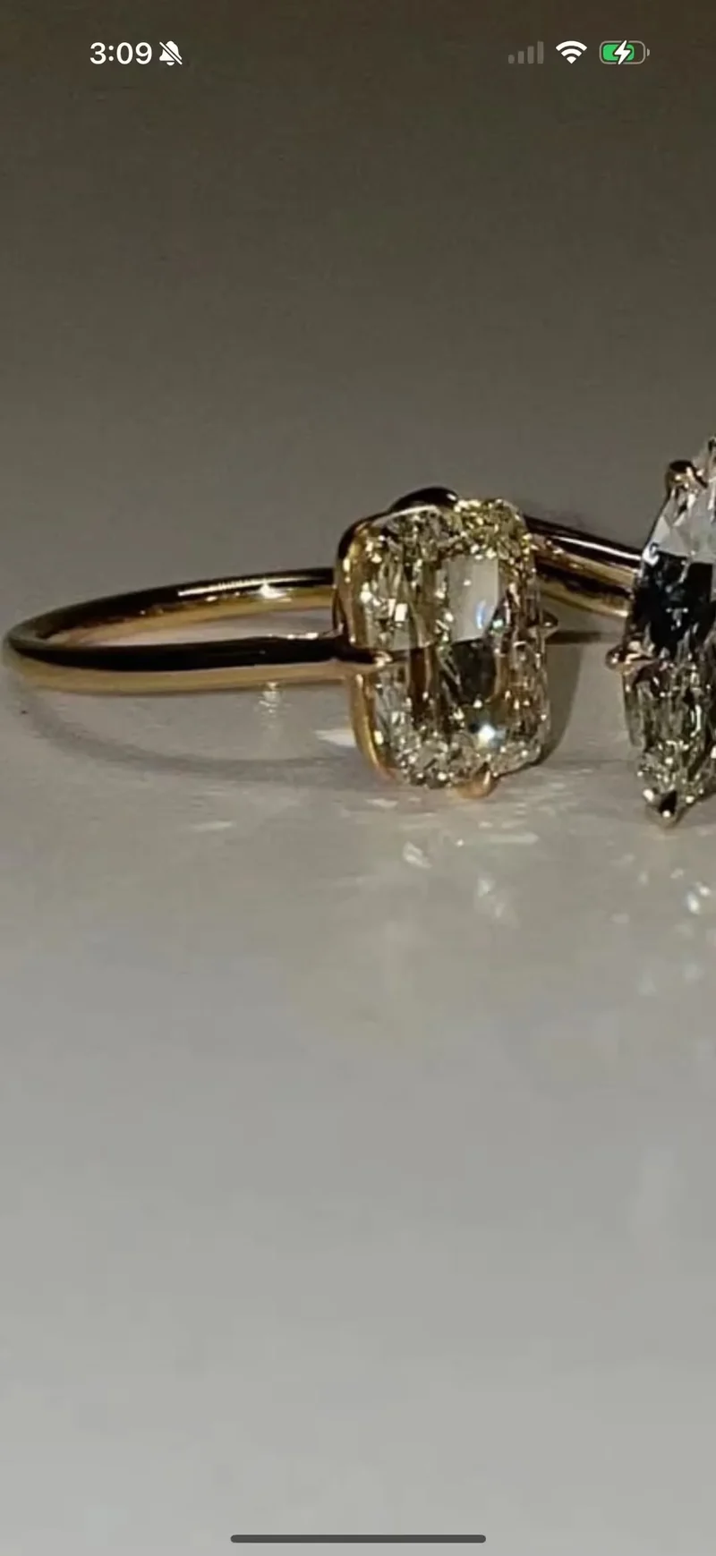 3.10 Ct Elongated Cushion 10k Gold Solitaire Ring