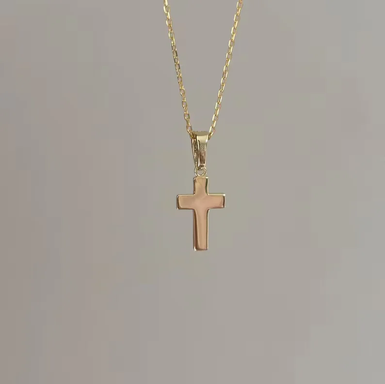 Minimalist 0.12ctw Moissanite Pave Cross Necklace Christian Religious Pendant 14K Gold Plated Cross Charm for Party Occasions