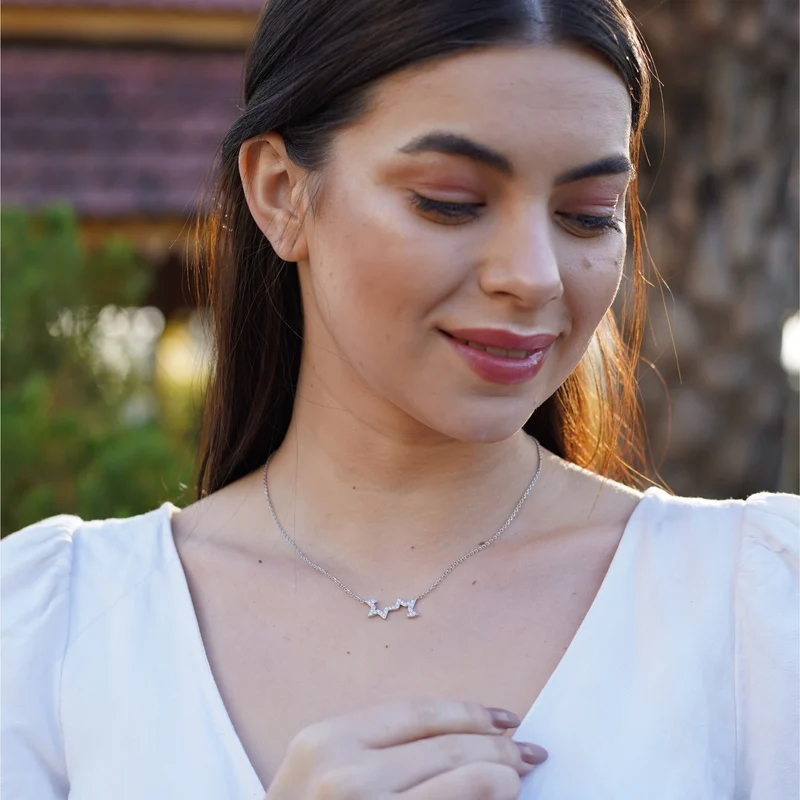 Night Sky Charm Diamond Pendant Necklace 925 Sterling Silver Luxury Jewelry Women Trendy Fashion Statement Wedding Engagement