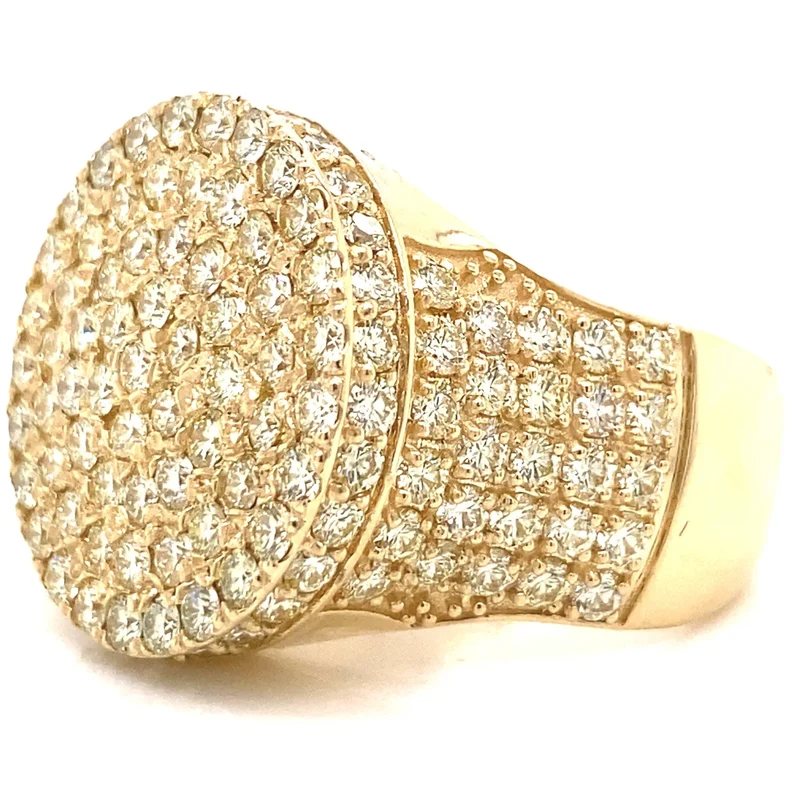 Ice Legacy Excellent Craft Smooth Surface Icedout Moissanite Diamond Hip Hop Ring Golden Tone Gold Plated Adjustable Band Bright